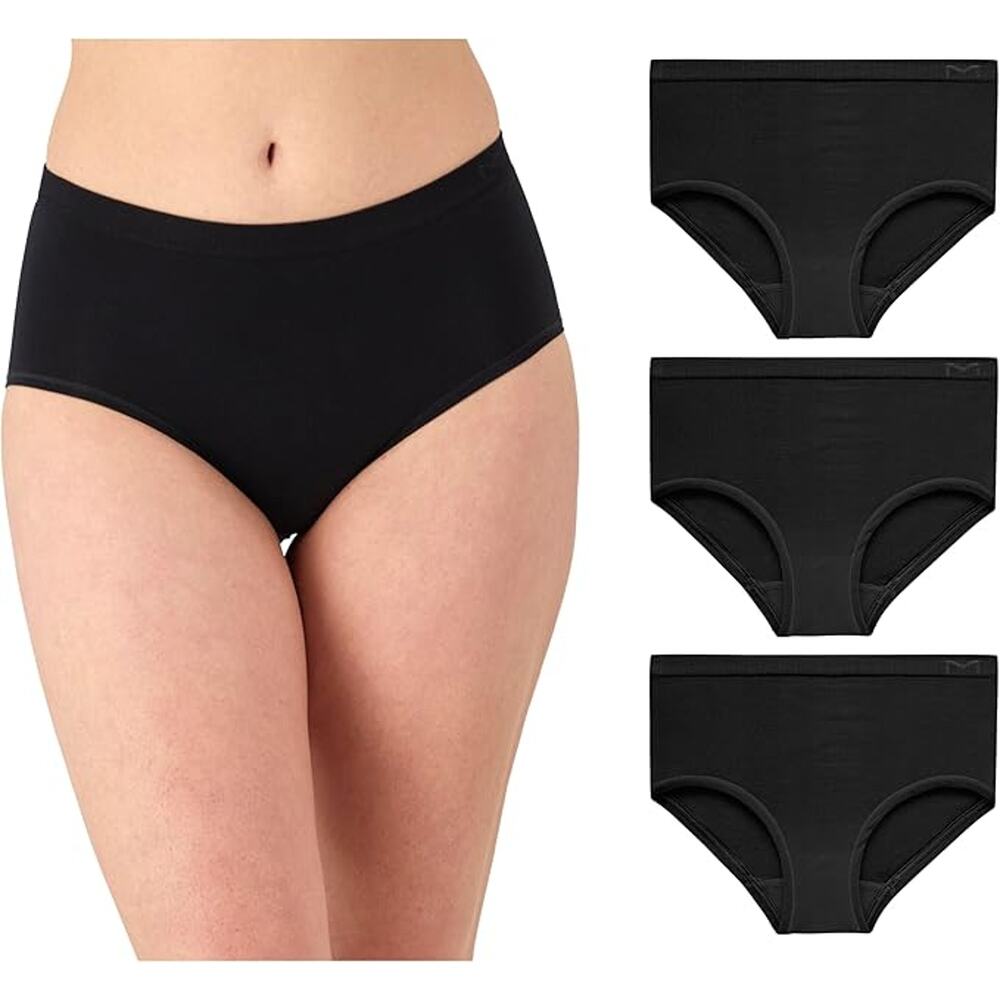 Maidenform Women's XL 3-Pack Black Mid Rise Seamless Hipster Underwear F12-18